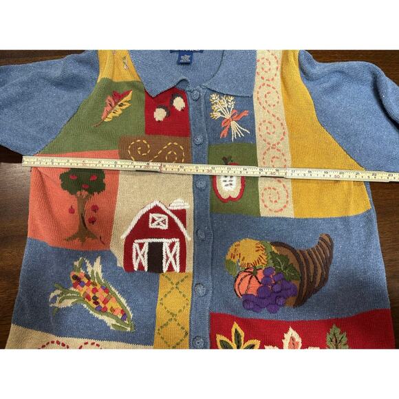Willow Ridge Embroidered Fall Sweater Leaves Pumpkin Patch Women XL Grandma VTG - Picture 4 of 11